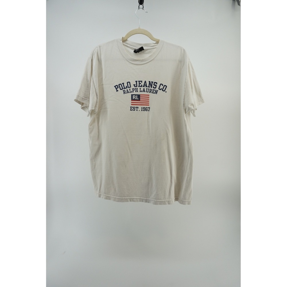 90's Polo Jeans Co Ralph Lauren Graphic Tee Americana Vintage Cream Large